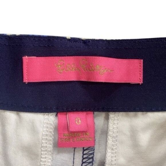 Lilly Pulitzer Cropped Dress Pants – Size 0 – Blue & Gold Cat Print - Picture 6 of 6